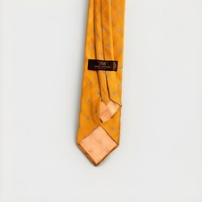 BROOKS BROTHERS Men's Silk Necktie Made In USA Designer Gold Geometric