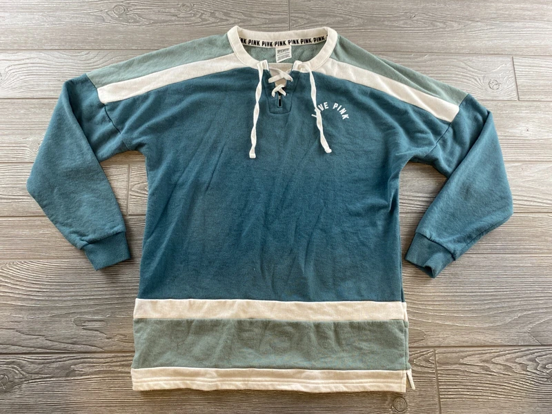 victoria-secret-vs criss cross v neck color block blue 