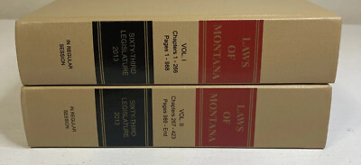 Lot of 2 Volume Set Laws of Montona Sixity-Third Legislature 2013 Hardcover Book