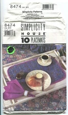 SIMPLICITY SEWING PATTERN 8474   10 PLACEMATS UNCUT 1987