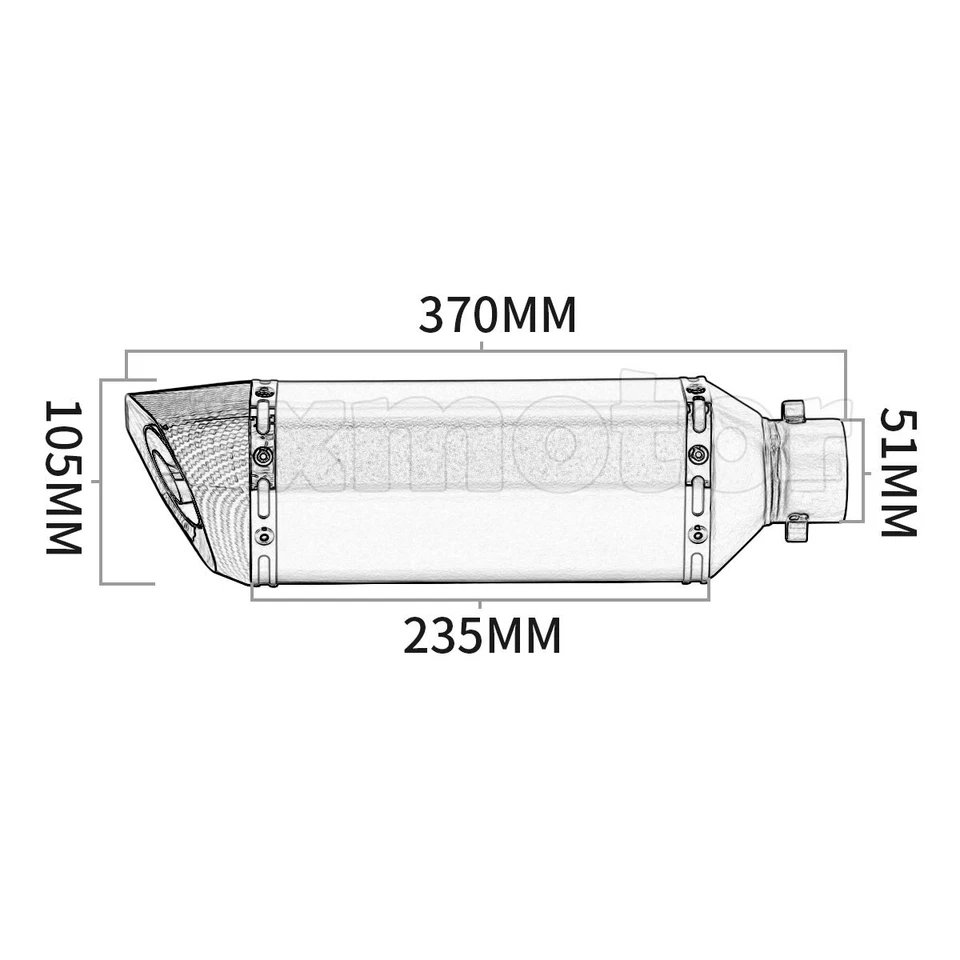 Tubo silenciador de escape universal para motocicleta deslizable plateado 370 mm 38 ~ 51 mm  Foto 3 de 4