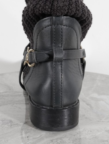 GUCCI Graphite Knit Knee Length Sock Leather Riding Boots Size 38.5 - Picture 19 of 24