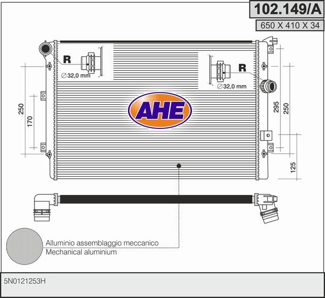 Radiateur de refroidissement moteur 1.4 TSI pour VW Tiguan Sharan et Seat Alhambra 4Motion