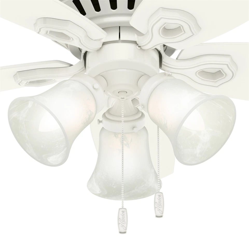 Ventilador de teto Hunter 42 polegadas perfil baixo branco neve ventilador com corrente de puxar e luz - Imagem 3 de 4