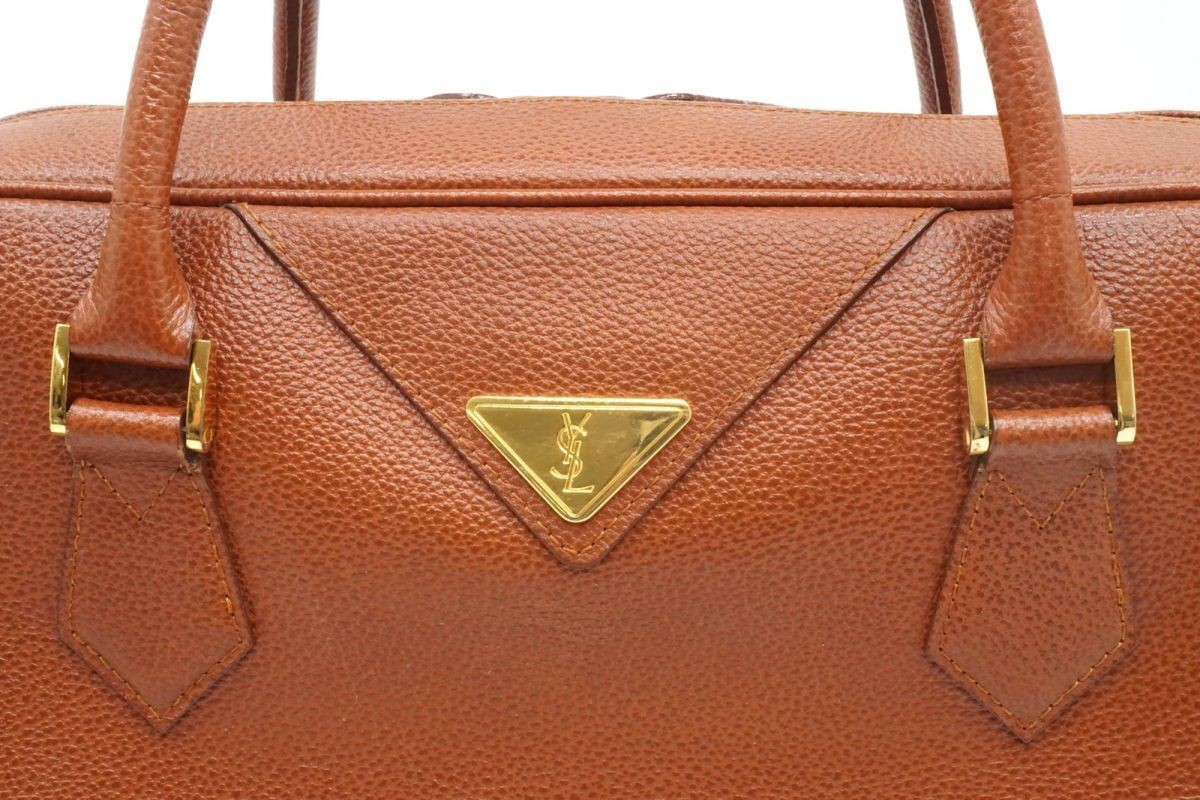 Borsa Yves Saint Laurent Vintage Mini Boston Pelle Marrone Logo YSL Usata