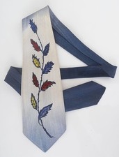 1940s-50s Hand Painted Extra Wide Swing Silk Necktie