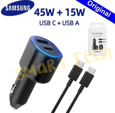 Samsung 60W Super Fast Charger Dual Car Charger (45W+15W) 2 Port USB-C & USB-A - Image 1 of 4