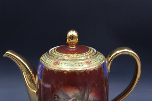 Antique Hutschenreuther Selb German Porcelain 3 Piece Tea Set Royal Vienna Style - Picture 3 of 12