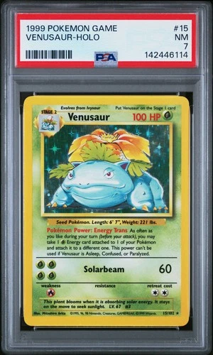 1999 POKEMON BASE SET UNLIMITED #15 VENUSAUR-HOLO PSA 7