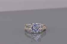 Sterling Silver Cushion Cut Cubic Zirconia Double Accented Band Ring 925 Sz: 7