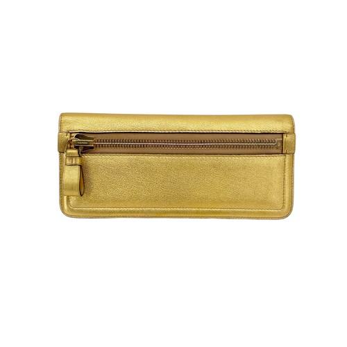 TOM FORD Jennifer Metallic Zip Clutch Bag Golden
