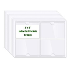Self Adhesive 3"x 5" Index Card Pockets with Top Open for Loading 52 Pack, Cl...