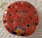 Vtg Round Art Glass Millifiori Red Peacock Feather Standing Paperweight Colorful — photo 3