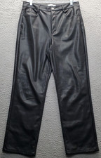LOFT Faux Leather Pants Women 29/8 Black 5 Pocket Stretch High Rise Straight Leg