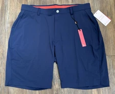 Redvanly Hanover Pull-On Golf Shorts 9" Inseam Navy Blue Stretch Men's L NEW