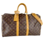 Louis Vuitton Monogram Keepall Bandouliere 45 Leather Fabric Boston Bag 4356