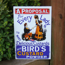 Enamel Sign Bird's Custard Original Sign by Garnier of London 1970's Famous Sign