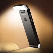 Book Light Rechargeable Clear LED Flat Reading Light with 3 Colors & Timer Di...