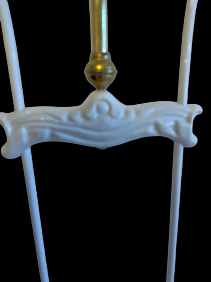 Vintage French Cottage HEAVY Cast Iron Enamel Brass & Marble King Bed - Image 4 of 4