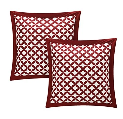 7 Piece Iris Large Scale Floral Design Printed with Queen Comforter Red - Image 4 of 4