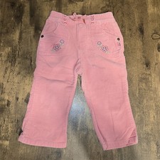 Vtg Oshkosh Girls Pink Corduroy Pants Floral Stretch Size 18 Months 100 Cotton