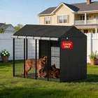 Covered Dog Kennel Outdoor, 4.2'Dx4.3'Wx4.5'H Cages Black Full Coverage with Tra