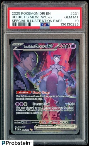 2025 Pokemon DRI EN Destined Rivals #231 Team Rocket's Mewtwo ex SIR PSA 10
