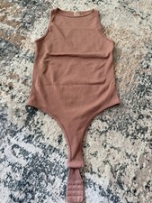 Stretchy Women  s Pink Tank Bodysuit Ribbed One Size fits Like Medium 
