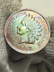 1907 Indian Head Cent Penny, Lustrous Gem BU++ RD Toned