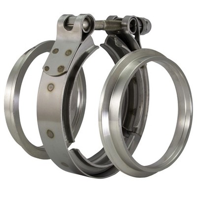 51mm / 2 Zoll V-Band Schelle Edelstahl + Anschweißringe Auspuff Flansch Turbo 