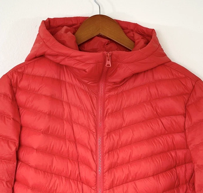 Lands End Womens Wanderweight Packable Down Hooded Jacket Coat Size XLP Orange - Image 2 of 4