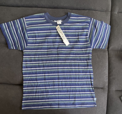 Oxbow Boys Striped Cotton Short Sleeve T-Shirt Blue Green White Size 12