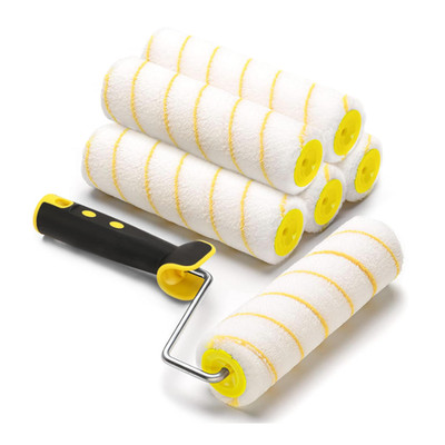 ZJTAPE Farbroller Set 6 Stück 18cm Gelb Teleskopstange Maler Zubehör Set