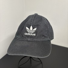 Adidas Originals Trefoil Black Strapback Hat Adjustable Cotton Baseball Dad Cap