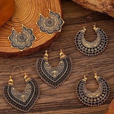 3Pairs/Lot Bohemian Boho Colorful Alloy Waterdrop Tassel Women Earrings Gifts