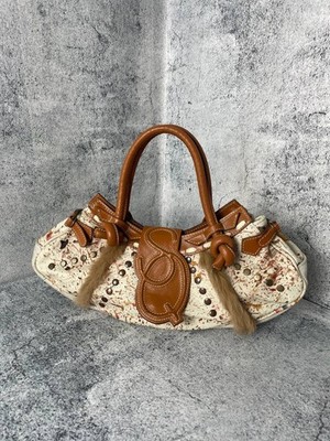 Save The Queen Womens Beige & Brown Double Handle Shoulder & Messager Bag