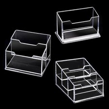 Business Card Holder Box 3 Slots Storage for Case for Ideal for Organising Name