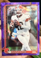 2025 Topps Chrome Shedeur Sanders Purple Wave Refractor /75 Browns Rookie RC