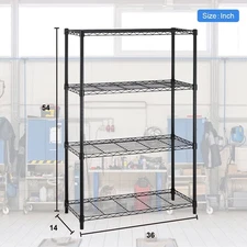 4 Tier Wire Shelving Unit Heavy Duty Metal Rack Adjustable Garage NSF Black