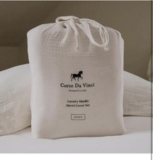 NWT Queen Muslin Duvet Cover Set - 4-Layer 100 Cotton Gauze Breathable Lightwei