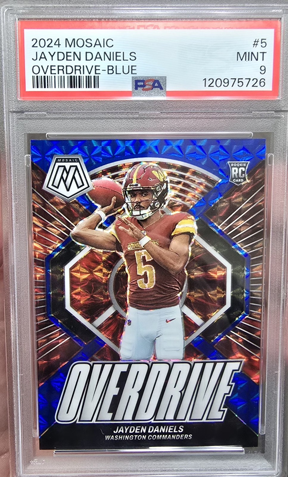 2024 Panini Mosaic - Overdrive Jayden Daniels #5 Blue Prizm #/99 (RC) PSA 9 🔥