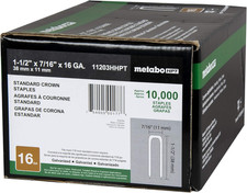 Staples | 7/16 In. X 1-1/2 In. | Standard Crown | 16 Gauge | Electro Galvanized 