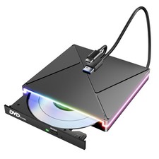 RGB DVD Player For Laptop External CD Drive USB 3.0 USB C Burner Mac PC