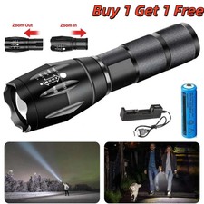 2PCS 1200000LM USB Rechargeable LED Flashlight Super Bright Torch Tactical Lamp
