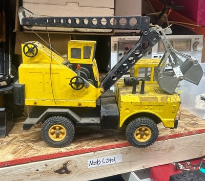 Vintage Mighty Tonka Mobile Crane Truck Pressed Steel Toy Clam Bucket Needs TLC!