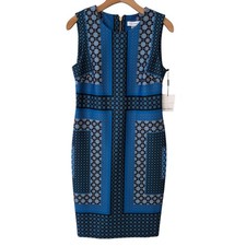 Calvin Klein Sleeveless Midi Dress Size 6 Classic Career Blue Black NWT