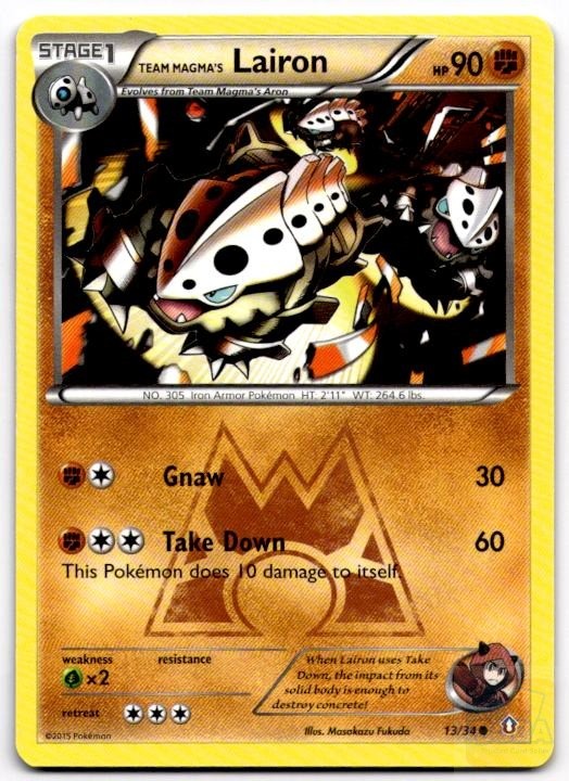 Team Magma's Lairon 13/34 Common Double Crisis Pokemon Heavily Played