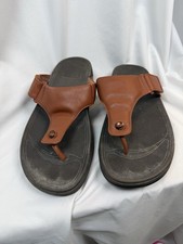 Fitflop TRAKK II Leather Flip-Flops Sandals- Dark Tan/Black, Men’s Size 11 VGUC
