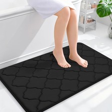 Black Memory Foam Bath Mat Ultra Soft Absorbent NonSlip Rug 36x24 Inch