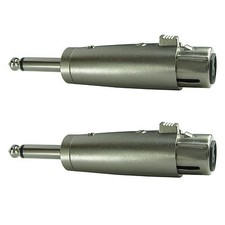 2 3pin XLR female to 1/4 TIP SLEEVE mono unbalanced plug male mic cable adapter